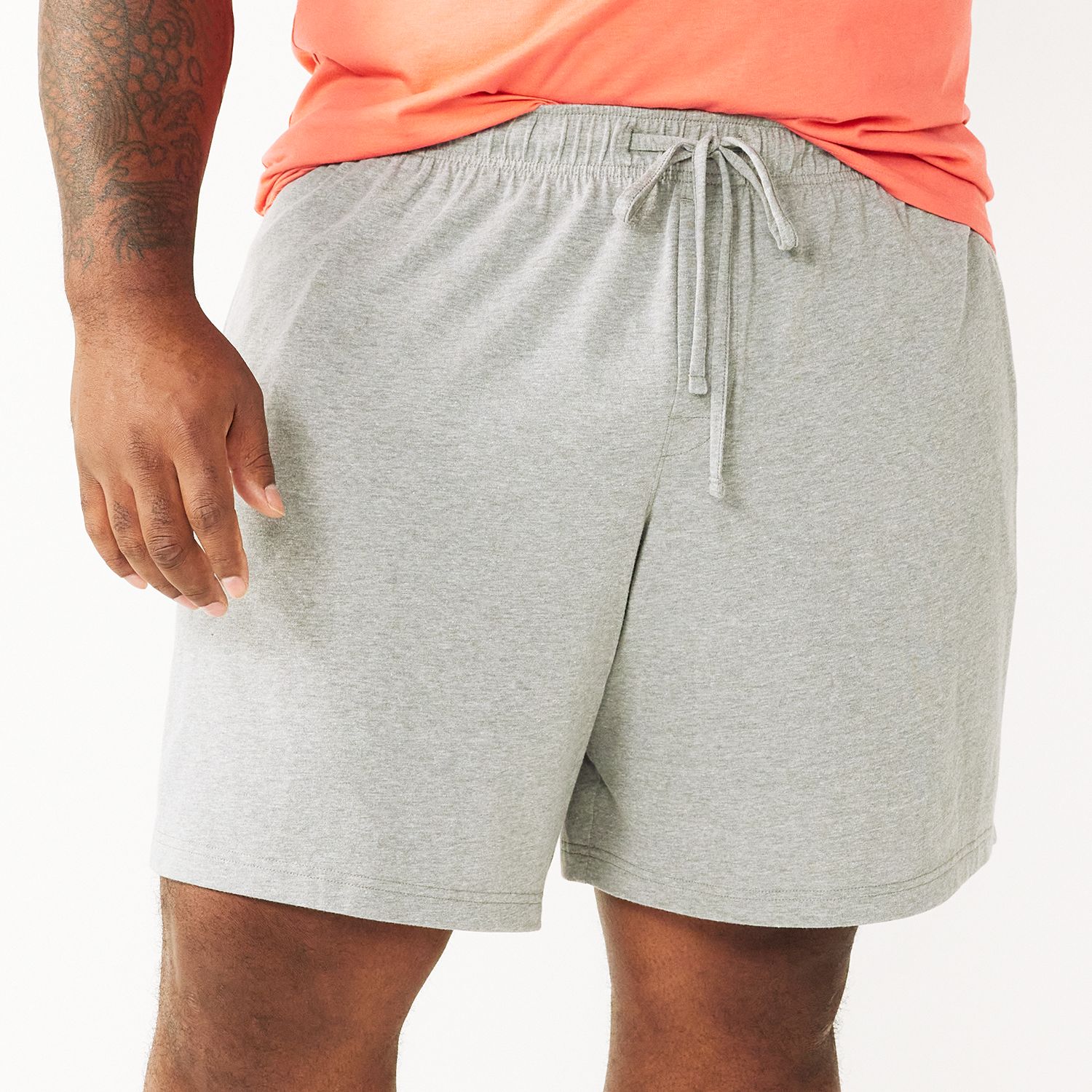 mens cotton knit sleep shorts