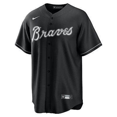 Men s Nike Black White Atlanta Braves Official Replica Jersey