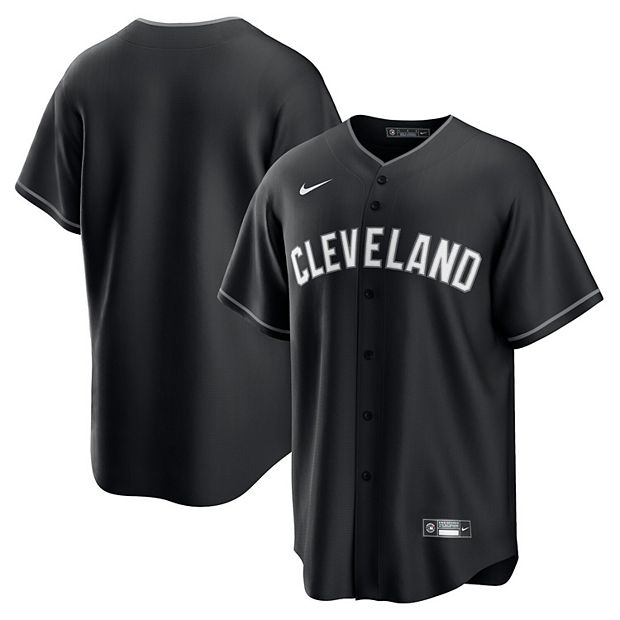 Men's Nike Black/White Cleveland Indians Official Replica Jersey