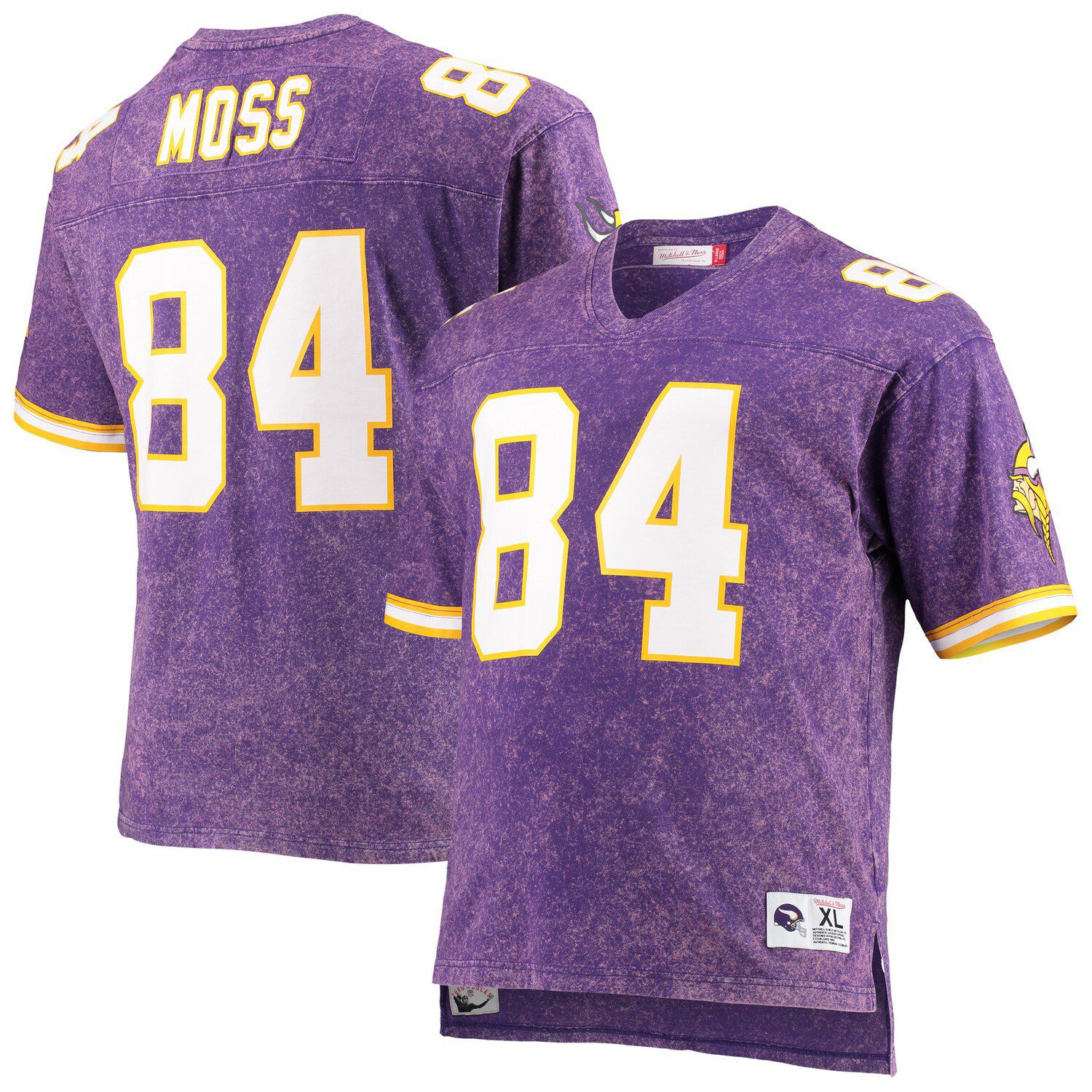 Mitchell & Ness Men's Randy Moss Purple and Gold Minnesota Vikings Big Tall  Split Legacy Retired Player Replica Jersey