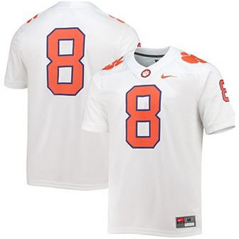 Men's Nike #8 White Clemson Tigers Game Jersey