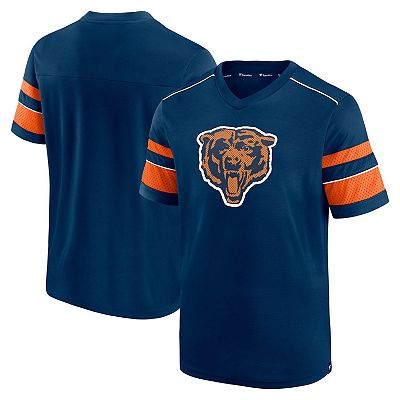 Men s Fanatics Branded Navy Chicago Bears Textured Throwback Hashmark V Neck T Shirt