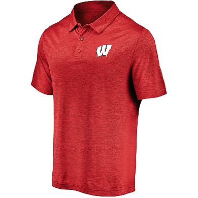 Men's Fanatics Branded Red Wisconsin Badgers Primary Logo Striated Polo