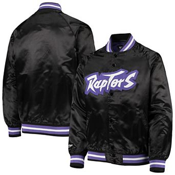 Youth Mitchell & Ness Black Toronto Raptors Hardwood Classics Satin Raglan Full-Snap Jacket