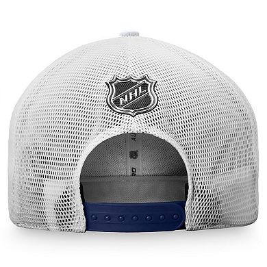 Men's Fanatics Branded White/Navy Washington Capitals 2021 NHL Draft Authentic Pro On Stage Trucker Snapback Hat