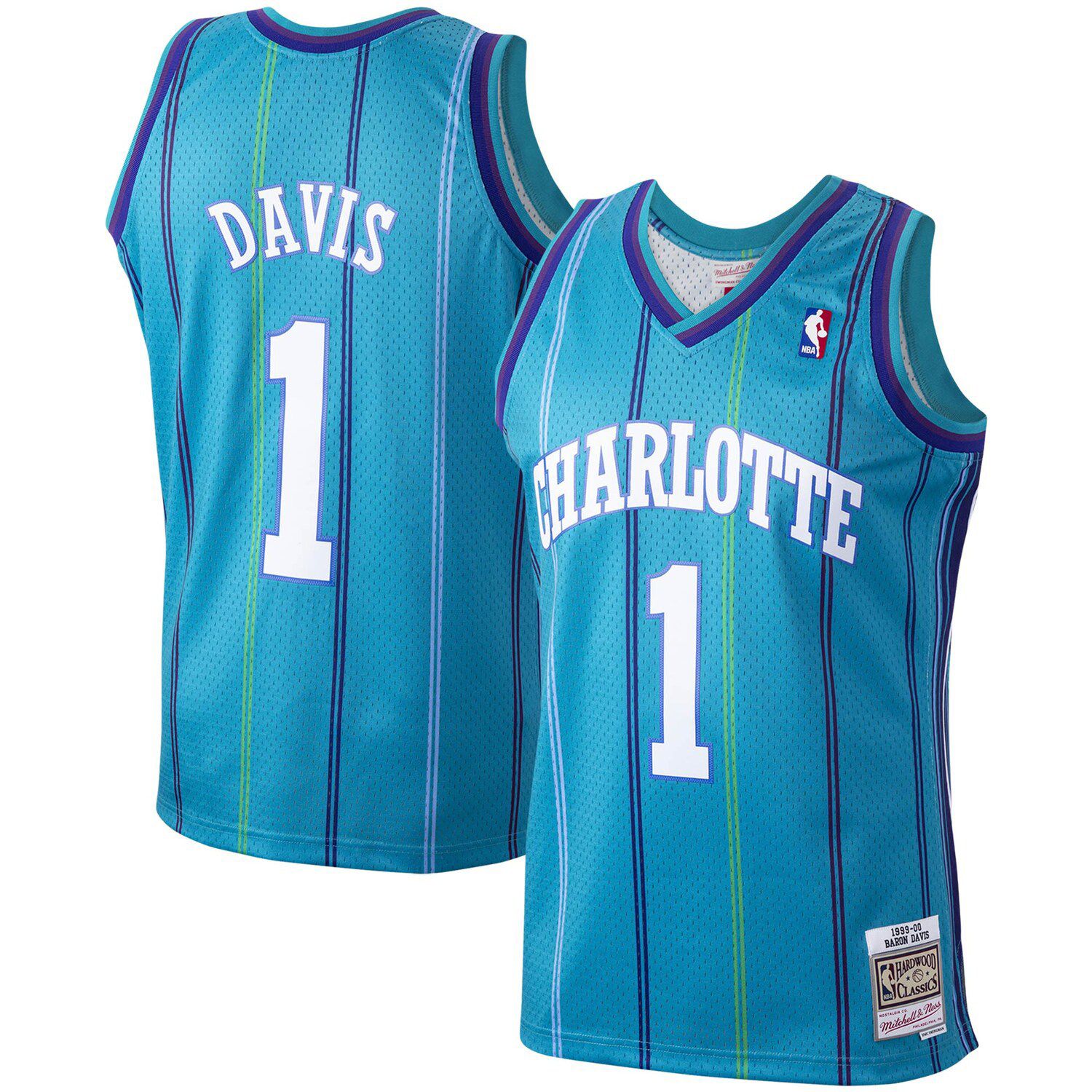 Lids Alonzo Mourning Charlotte Hornets Mitchell & Ness Hardwood Classics  1992-93 Split Swingman Jersey - Teal/Purple