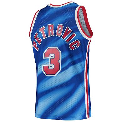 Men's Mitchell & Ness Drazen Petrovic Blue New Jersey Nets 1990/91 Hardwood Classics Swingman Jersey