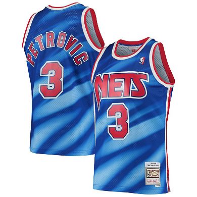 Men's Mitchell & Ness Drazen Petrovic Blue New Jersey Nets 1990-91 Hardwood Classics Swingman Jersey