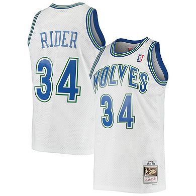 Men's Mitchell & Ness Isaiah Rider White Minnesota Timberwolves 1995/96 Hardwood Classics Swingman Jersey