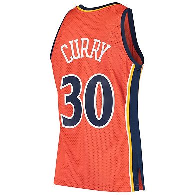 Men's Mitchell & Ness Stephen Curry Orange Golden State Warriors 2009/10 Hardwood Classics Swingman Jersey