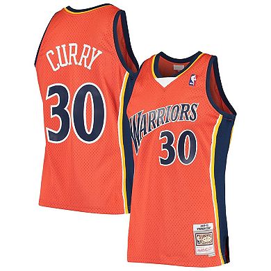 Men's Mitchell & Ness Stephen Curry Orange Golden State Warriors 2009/10 Hardwood Classics Swingman Jersey