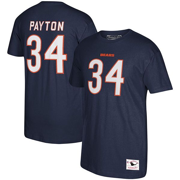 Men's Mitchell & Ness Walter Payton Navy Chicago Bears Retired Player Logo  Name & Number T-Shirt