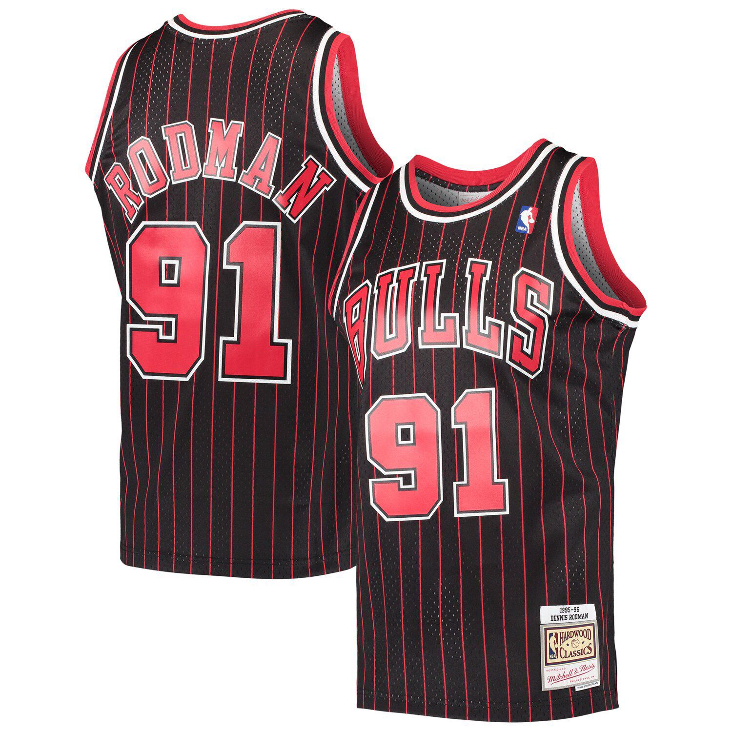 Dennis Rodman Chicago Bulls Mitchell & Ness Hardwood Classics Tie-Dye Name  & Number Tank Top - Black/Red