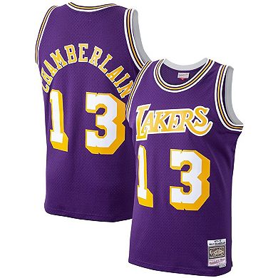 Men's Mitchell & Ness Wilt Chamberlain Purple Los Angeles Lakers 1971-72 Hardwood Classics Swingman Player Jersey