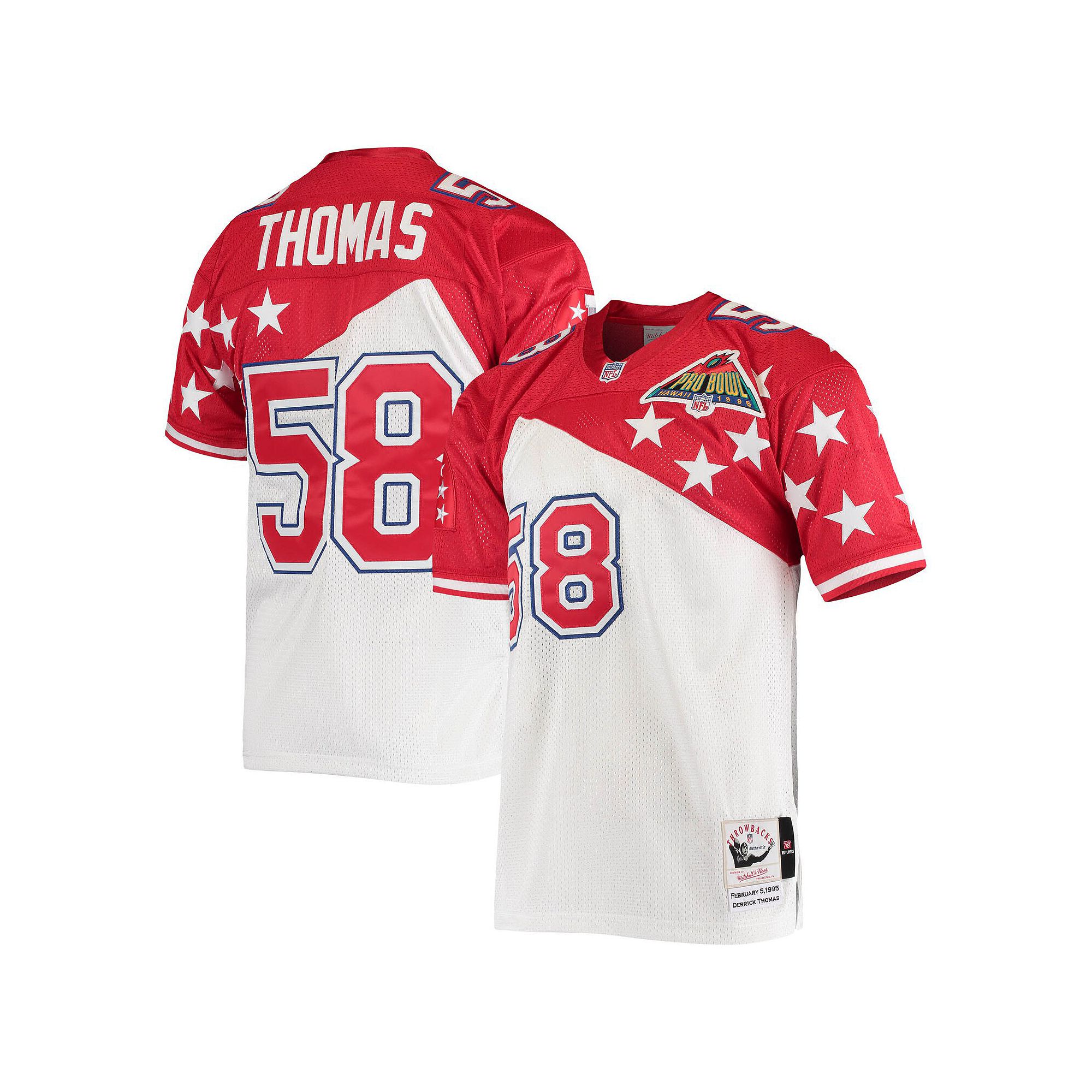Mens Mitchell & Ness Derrick Thomas White/Red AFC 1995 Pro Bowl Authentic 