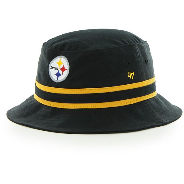 Men's '47 Black Pittsburgh Steelers Striped Bucket Hat