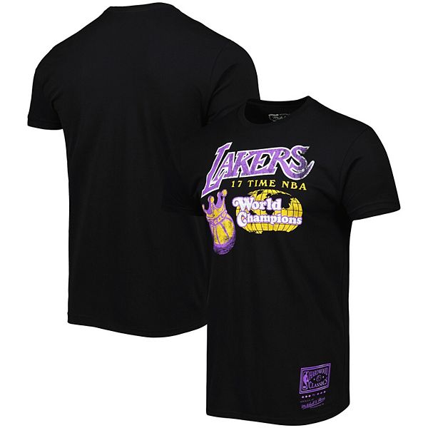 LA Lakers Distressed Logo Black Button Jersey