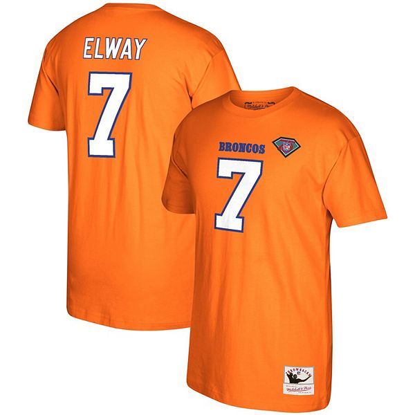 John Elway Denver Broncos Mitchell & Ness Retired Player Logo Name & Number  T-Shirt - Orange