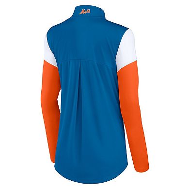 Women's Fanatics Branded Royal/Orange New York Mets Authentic Fleece Quarter-Zip Jacket