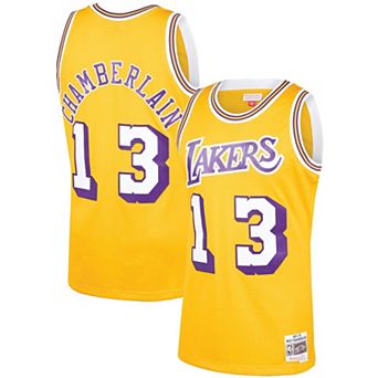 Men's Mitchell & Ness Wilt Chamberlain Gold Los Angeles Lakers 1971-72 Hardwood Classics Swingman Player Jersey
