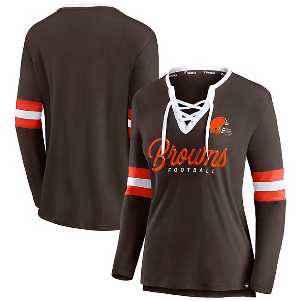 Cleveland Browns Brown Laces Out Long Sleeve Fashion T Shirt