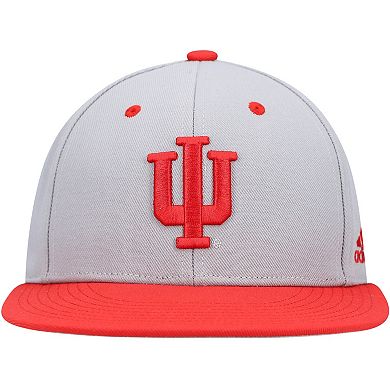 Men's adidas Gray Indiana Hoosiers On-Field Baseball Fitted Hat