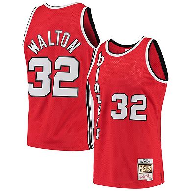 Men's Mitchell & Ness Bill Walton Red Portland Trail Blazers 1976-77 Hardwood Classics Swingman Player Jersey