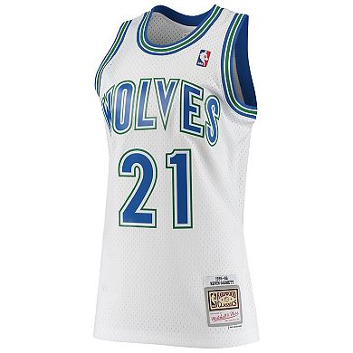 Men's Mitchell & Ness Kevin Garnett White Minnesota Timberwolves 1995/96 Hardwood Classics Swingman Jersey - Statement Edition