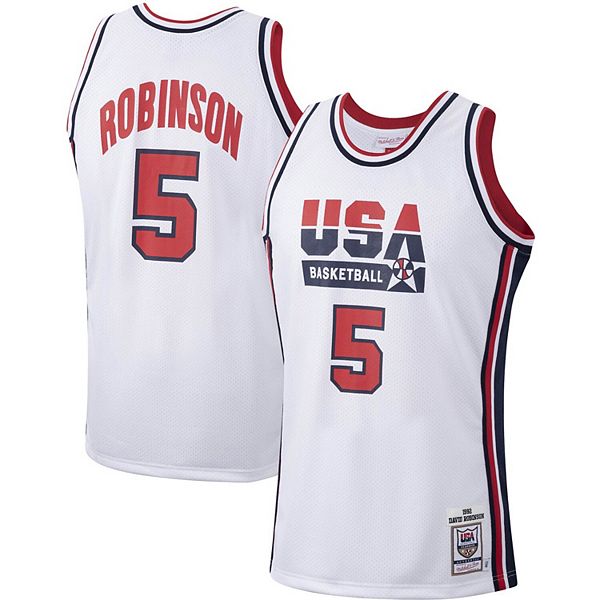 Men's Mitchell & Ness David Robinson White USA Basketball Authentic ...