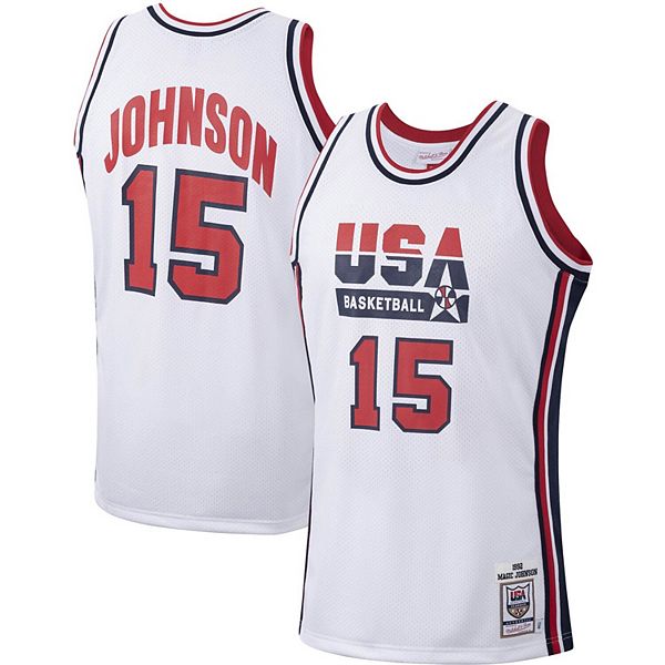 Men's Mitchell & Ness Magic Johnson White USA Basketball Authentic 1992 ...