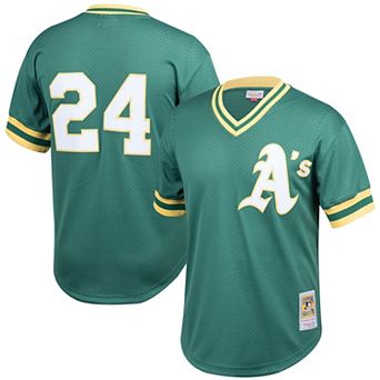 Men's Mitchell & Ness Rickey Henderson Green Oakland Athletics Cooperstown Collection Big & Tall Mesh Batting Practice Jersey