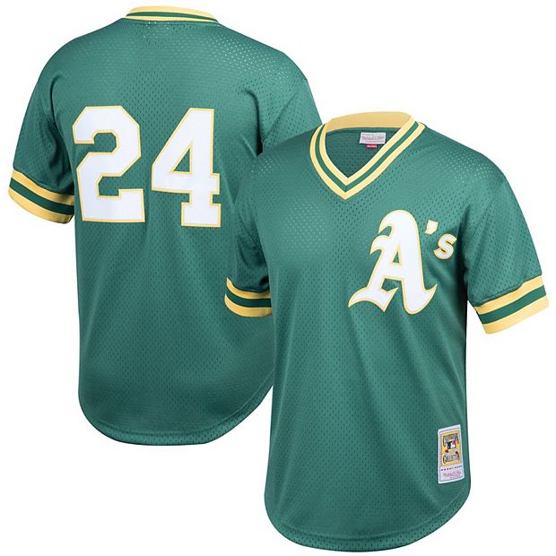 Men's Mitchell & Ness Rickey Henderson Green Oakland Athletics Cooperstown  Collection Big & Tall Mesh Batting