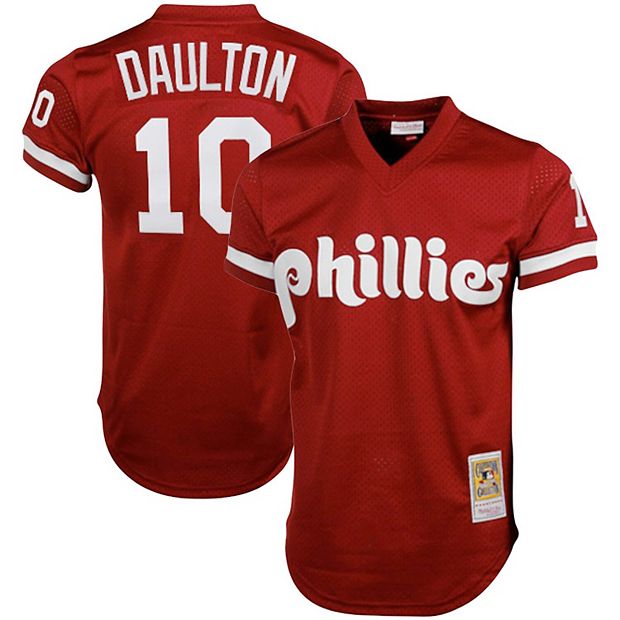 Men's Mitchell & Ness Darren Daulton Red Philadelphia Phillies Cooperstown  Collection Big & Tall Mesh Batting