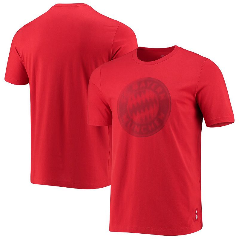 Mens adidas Red Bayern Munich Club Crest T-Shirt, Size: Small