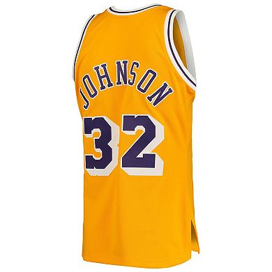 Men's Mitchell & Ness Magic Johnson Gold Los Angeles Lakers 1984/85 Hardwood Classics Authentic Jersey