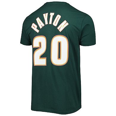 Men's Mitchell & Ness Gary Payton Green Seattle SuperSonics Hardwood Classics Stitch Name & Number T-Shirt