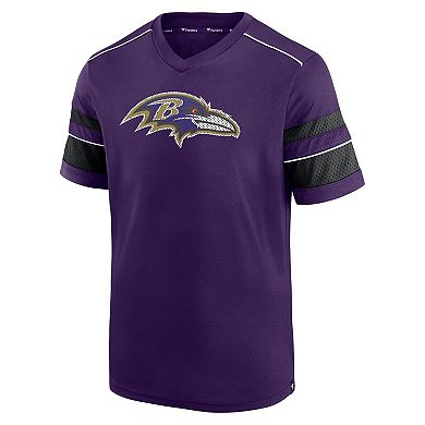 Men's Fanatics Branded Purple Baltimore Ravens Textured Hashmark V-Neck T-Shirt