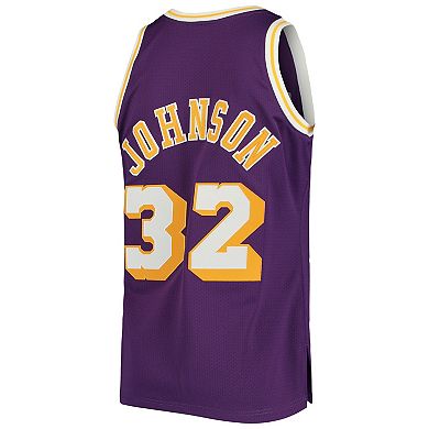 Men's Mitchell & Ness Magic Johnson Purple Los Angeles Lakers 1984 Hardwood Classics Authentic Jersey