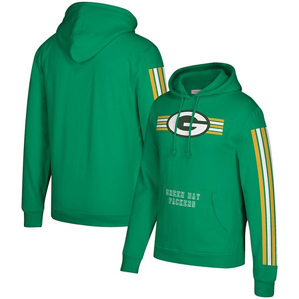 Men's Mitchell & Ness Green Green Bay Packers Three Stripe Pullover Hoodie