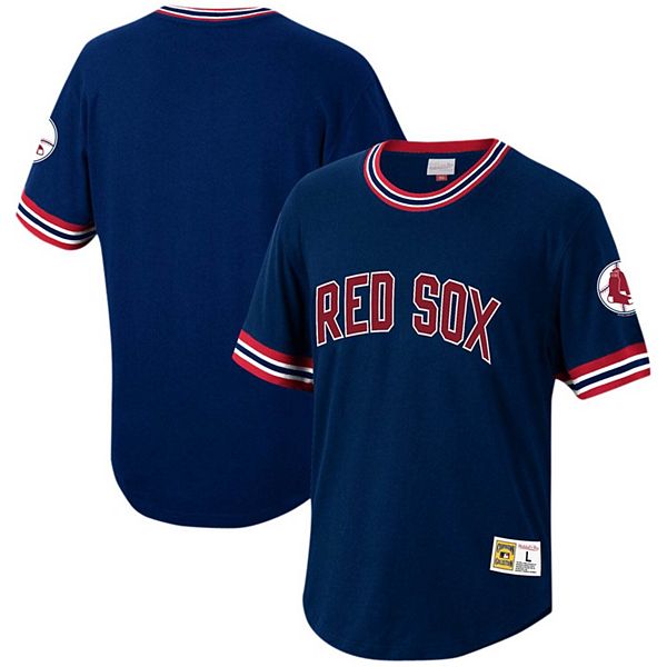 Men's Boston Red Sox Mitchell & Ness Navy Cooperstown Collection Wild Pitch Jersey  T-Shirt