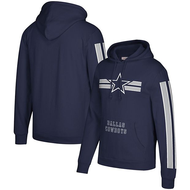 Men's Mitchell & Ness Navy Dallas Cowboys Three Stripe Pullover Hoodie