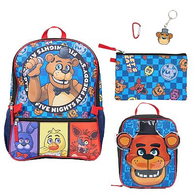 Five Nights at Freddy's 5-Piece Backpack, Lunch Bag, Pencil Case, Keychain, & Carabiner Set