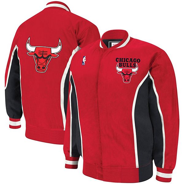 Men's Chicago Bulls Red Mitchell & Ness Hardwood Classics 75th Anniversary  Authentic Warmup Full-Snap Jacket
