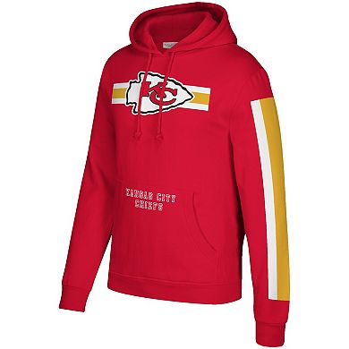 Men's Mitchell & Ness Red Kansas City Chiefs Three Stripe Pullover Hoodie