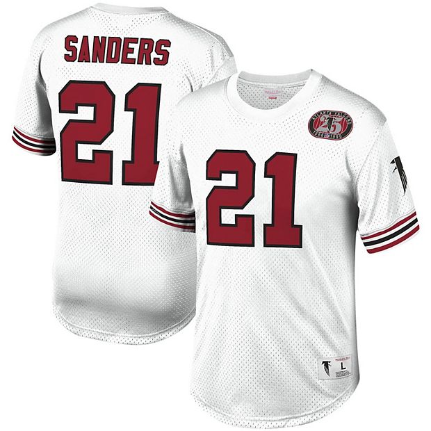 Men's Mitchell & Ness Deion Sanders Red Atlanta Falcons Retired Player Name  & Number Long Sleeve Top