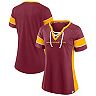 Women's Fanatics Branded Burgundy/Gold Washington Football Team Team Draft Me Lace-Up Raglan T-Shirt