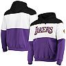 Men's Fanatics Branded Black/Purple Los Angeles Lakers Colorblock Wordmark Pullover Hoodie