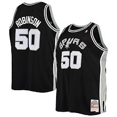 Men's Mitchell & Ness David Robinson White San Antonio Spurs 1998/99 Hardwood Classics Doodle Swingman Player Jersey Size: Small