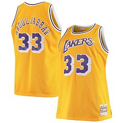 Men's Mitchell & Ness Shaquille O'Neal Cream Los Angeles Lakers Chainstitch Swingman Jersey Size: Medium