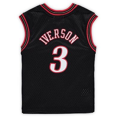 Preschool Mitchell & Ness Allen Iverson Black Philadelphia 76ers 2000-2001 Hardwood Classics Throwback Team Jersey